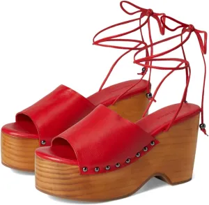 Free People Women's Front Row Wrap Clog Trend Shoes, Salsa Leather, 7