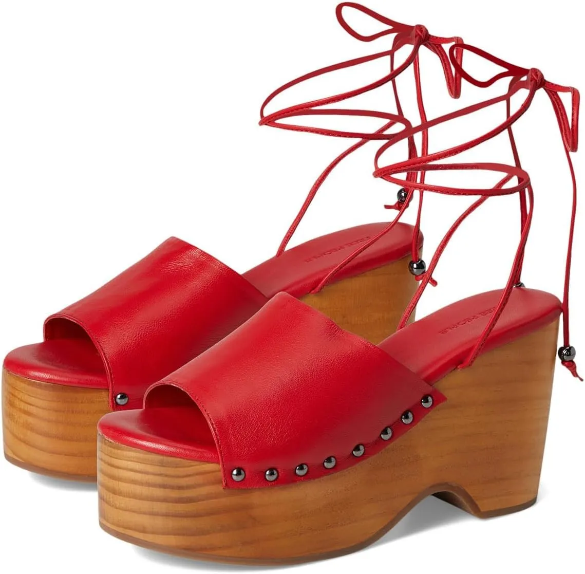 Free People Women's Front Row Wrap Clog Trend Shoes, Salsa Leather, 7