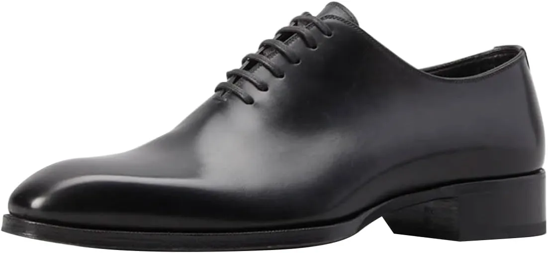 FSJ Men's Modern Square Toe Dress Shoes Classic Lace-up Oxford Handmade Leather Lined Perforated Formal Shoes Size 4-16 US
