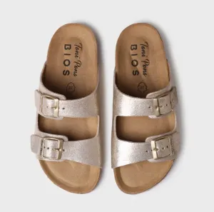 Gold Double Buckle Sandal
