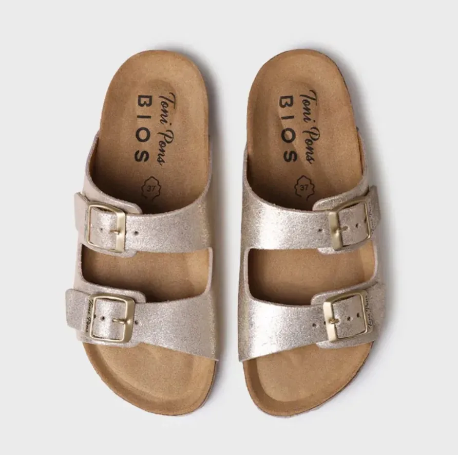 Gold Double Buckle Sandal