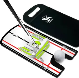 Golf Putting Mirror Training Aid – 12" x 6" Acrylic Putter Alignment Tool with 8 Gate Slots – Portable Putting Aid for Indoor & Outdoor Use – Eye & Shoulder Alignment Mirror   Carry Bag