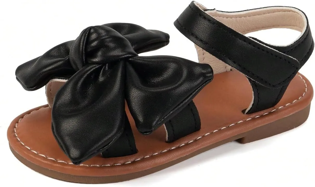 GORGLITTER Girl's Bow Flat Sandals Ankle Strap Cute Open Toe Vacation Flats Sandal