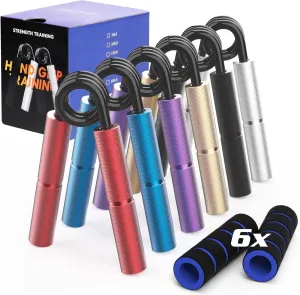 Grip Strength Trainer Set - Metal Hand Gripper, No Slip Trainers, Strengthener for Enhanced Grip, Forearm Training and Exercise