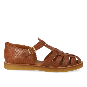 Hand-braided strap sandal with buckle