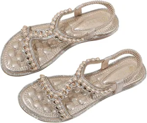 HNGHOU Women's Summer Casual Bohemia Open Toe Beach Wedge Sandal Shoes
