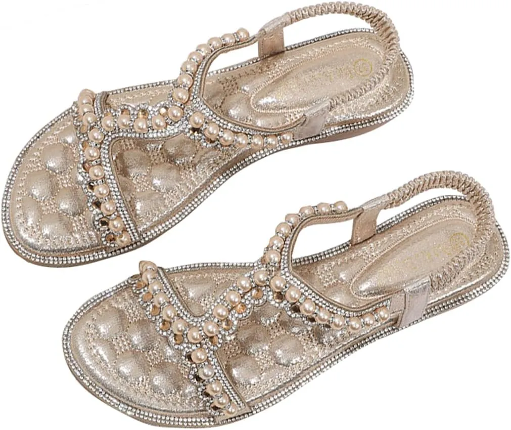 HNGHOU Women's Summer Casual Bohemia Open Toe Beach Wedge Sandal Shoes