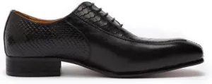 HOOENG Dress Shoes for Men Lace Up Split Toe Pointed Toe Crocodile Raised Cowhide Non Slip Rubber Sole Block Heel Classical (Color : Black, Size : 8)