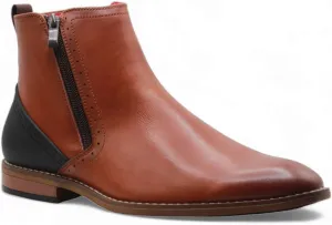 Jazamé Men's 49904 Leather Lined Double Zip Cap Toe Dress Bootie Ankle Boots
