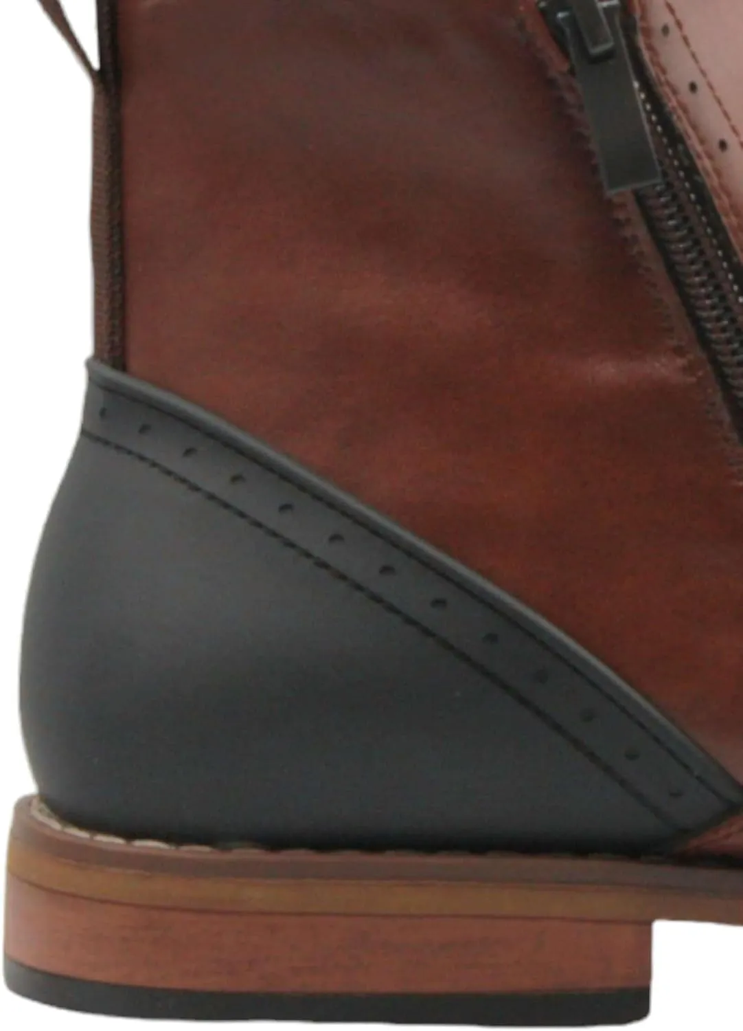 Jazamé Men's 49904 Leather Lined Double Zip Cap Toe Dress Bootie Ankle Boots