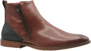Jazamé Men's 49904 Leather Lined Double Zip Cap Toe Dress Bootie Ankle Boots
