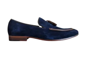 Jones Bootmaker Navy Blue Suede Tassel Mens Loafer