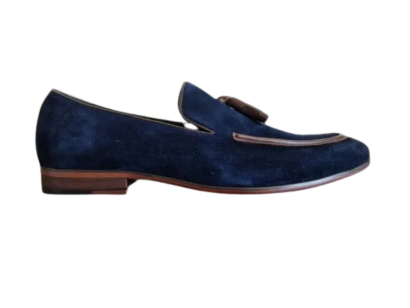 Jones Bootmaker Navy Blue Suede Tassel Mens Loafer