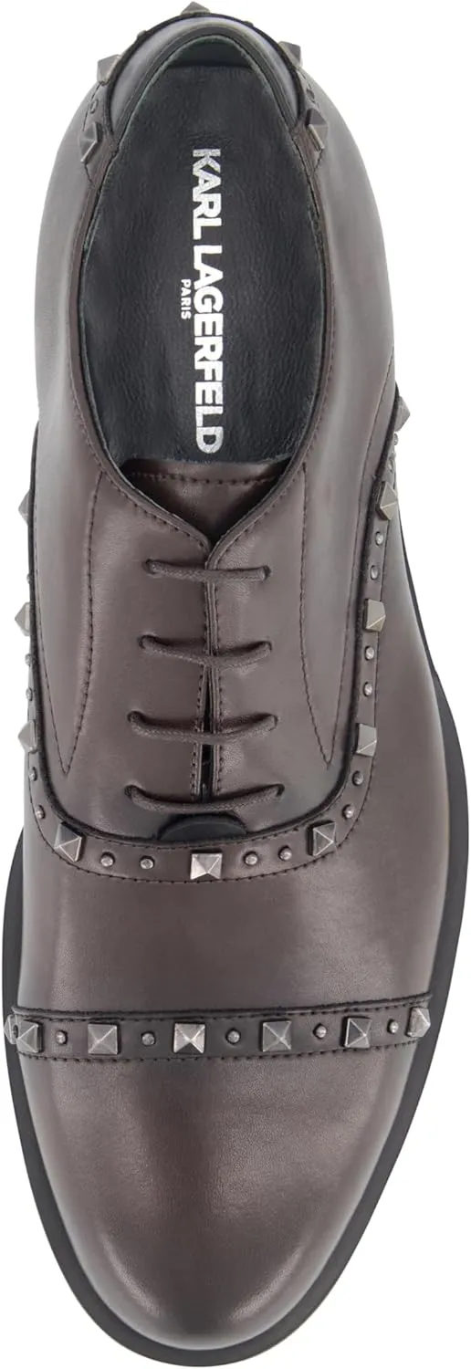 KARL LAGERFELD Men's Studded Leather Oxfords Dress Shoe Sneaker