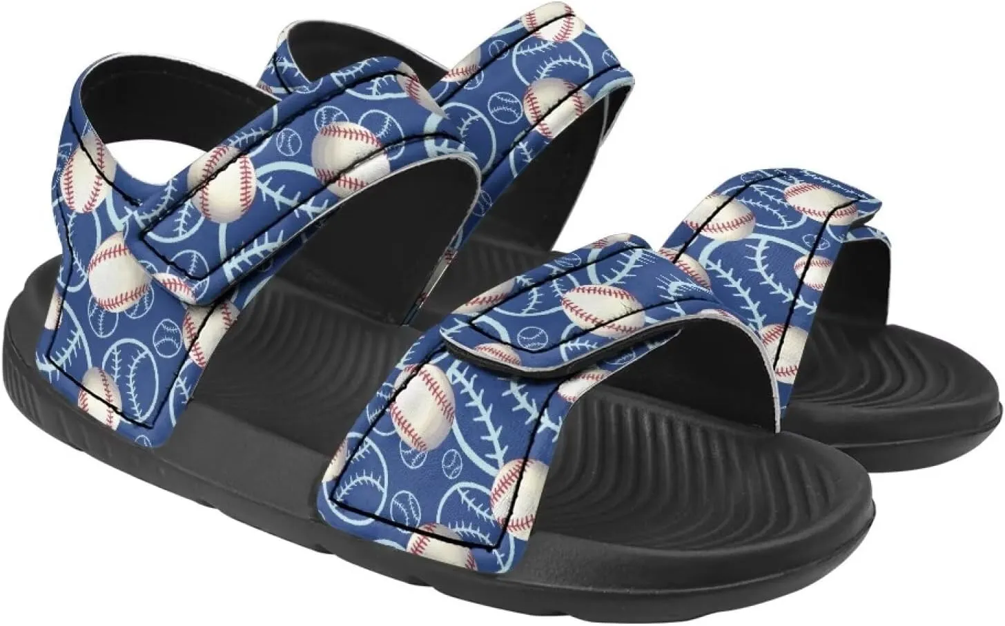 Kids Double Buckle Sandals Fashion Lightweight Non Slip Slides Shoe with Arch Support for Toddler Little Kids Black Sole