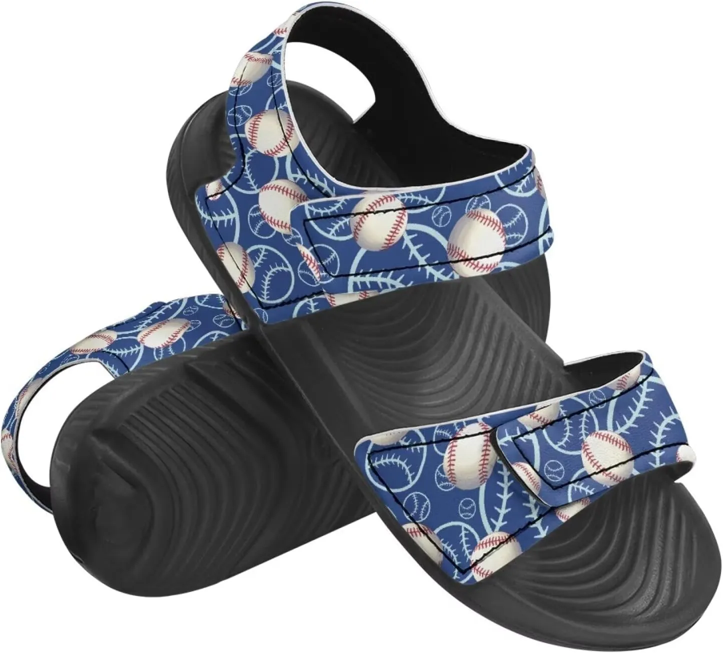 Kids Double Buckle Sandals Fashion Lightweight Non Slip Slides Shoe with Arch Support for Toddler Little Kids Black Sole