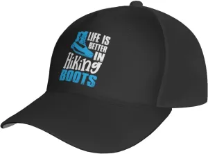 Life is Better in Kiking Boots Baseball Cap for Men Women Adjustable Polyester Hat Golf Dad Baseball Cap Neutral Trucker Hat Absorbent Airy Fast Drying Black