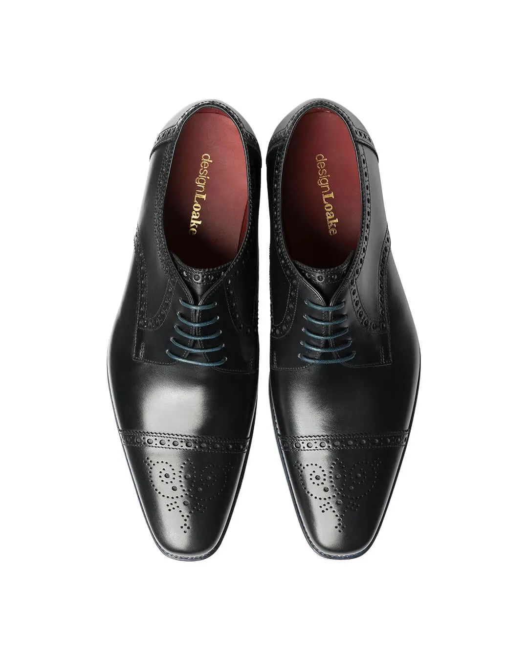 Loake Black Foley Derby Brogued Shoes