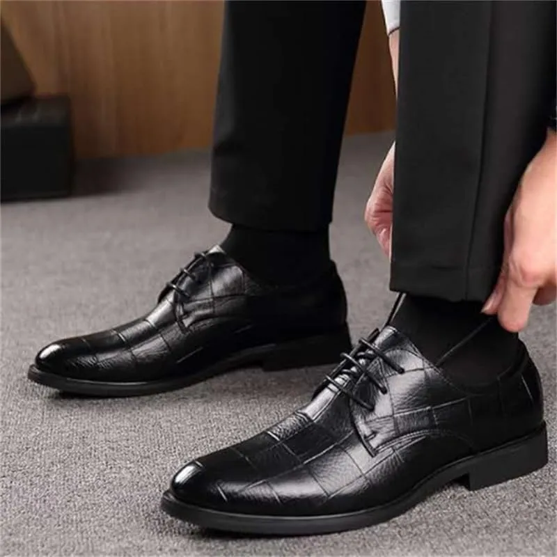 Men's Business Shoes Non-Slip Oxford Shoes for Men Casual Pointed Lace-up Comfortable Breathable Non-Slip wear-Resistant Soft-Soled Wedding Shoes