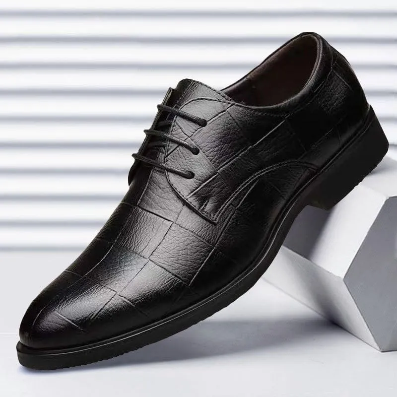 Men's Business Shoes Non-Slip Oxford Shoes for Men Casual Pointed Lace-up Comfortable Breathable Non-Slip wear-Resistant Soft-Soled Wedding Shoes