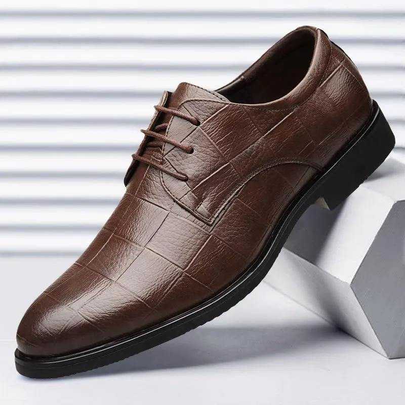 Men's Business Shoes Non-Slip Oxford Shoes for Men Casual Pointed Lace-up Comfortable Breathable Non-Slip wear-Resistant Soft-Soled Wedding Shoes