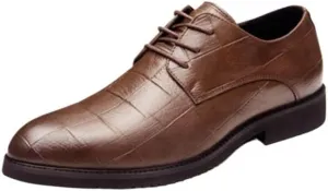 Men's Business Shoes Non-Slip Oxford Shoes for Men Casual Pointed Lace-up Comfortable Breathable Non-Slip wear-Resistant Soft-Soled Wedding Shoes