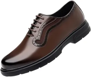 Men's Dress Shoes Classic Lace-up Formal Tuxedo Derby Shoes Breathable Leather Wingtip Brogue Oxfords for Men