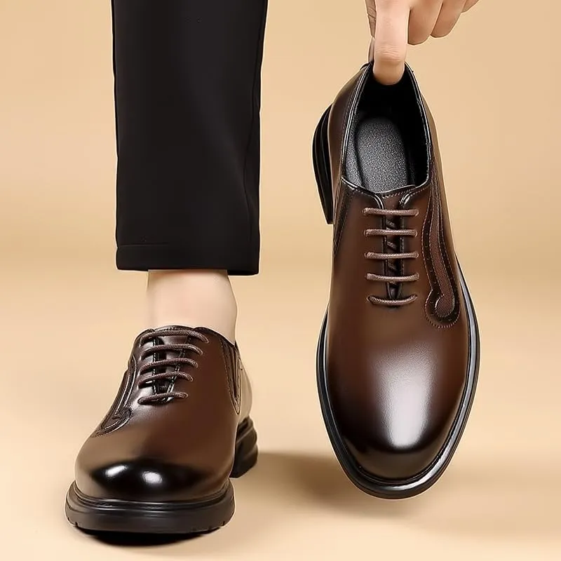 Men's Dress Shoes Classic Lace-up Formal Tuxedo Derby Shoes Breathable Leather Wingtip Brogue Oxfords for Men