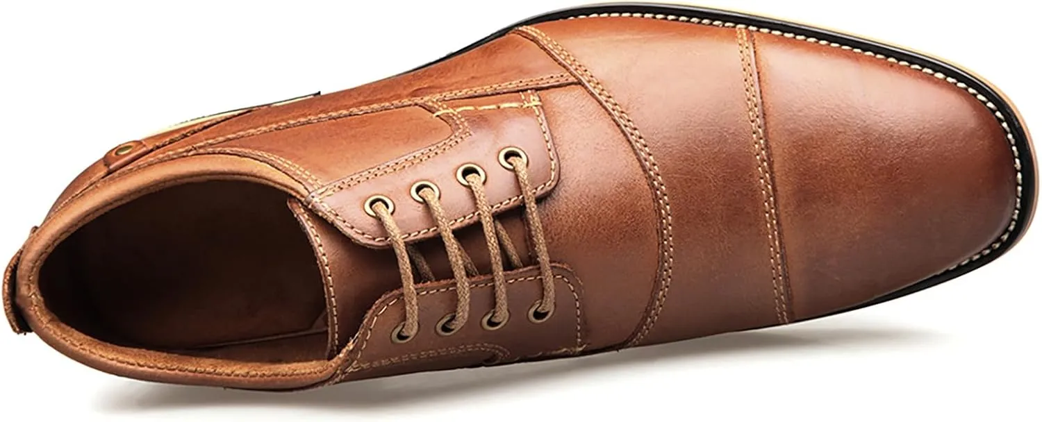 Men's Dress Shoes Leather Formal Business Oxford Derby Brogue Retro Dress Shoes for Men