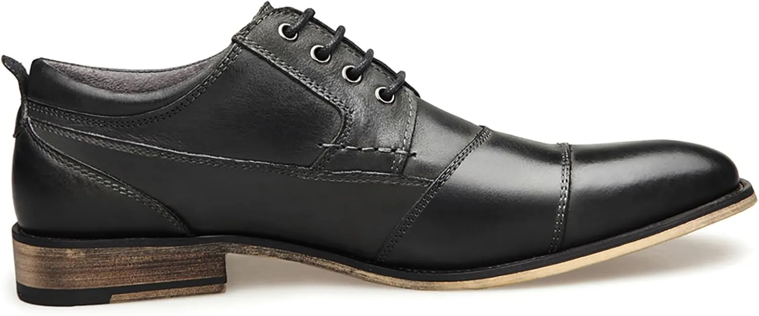 Men's Dress Shoes Leather Formal Business Oxford Derby Brogue Retro Dress Shoes for Men
