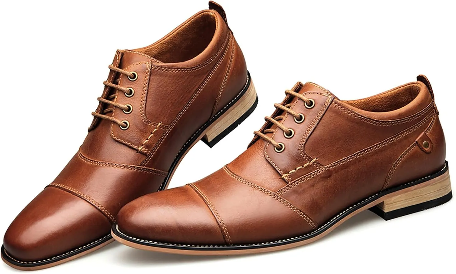 Men's Dress Shoes Leather Formal Business Oxford Derby Brogue Retro Dress Shoes for Men