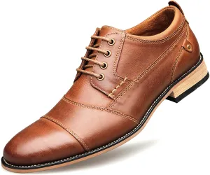 Men's Dress Shoes Leather Formal Business Oxford Derby Brogue Retro Dress Shoes for Men