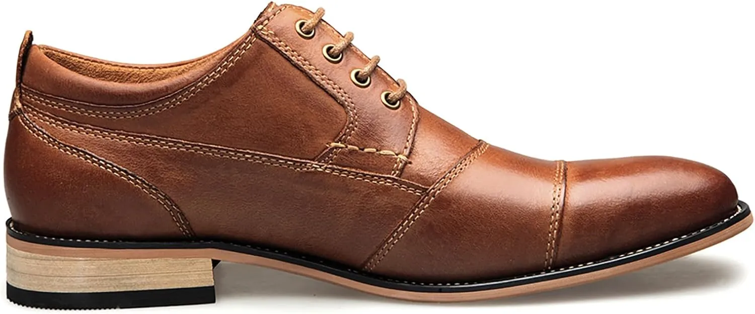Men's Dress Shoes Leather Formal Business Oxford Derby Brogue Retro Dress Shoes for Men