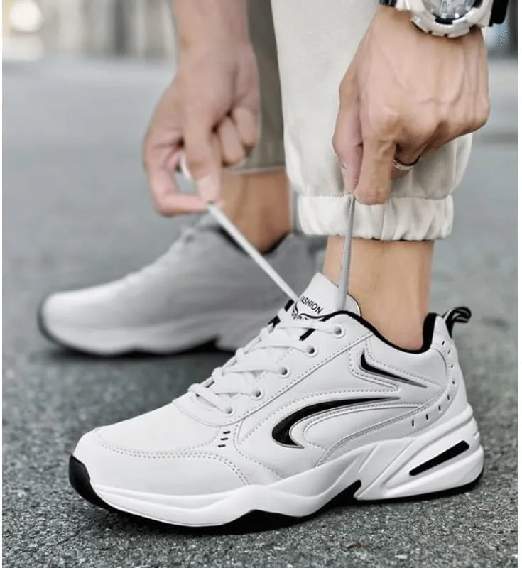Men's Fashion Sneaker Air Cushion Running Shoes for Men Athletics Non Slip Soft Sole Work Gym Sport Cross Trainer Tennis Shoes Lace-Up Lightweight Walking Shoe