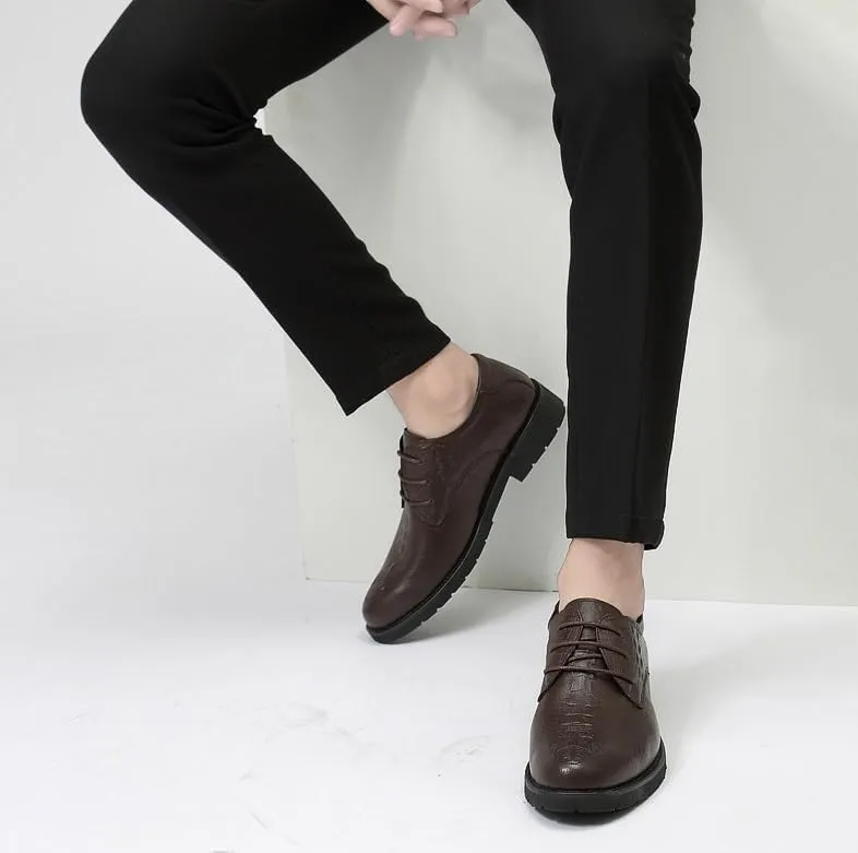 Men's Genuine Leather Wingtip Oxford Shoes - Non-Slip Waterproof Business Derby Shoes for Formal and Casual Wear