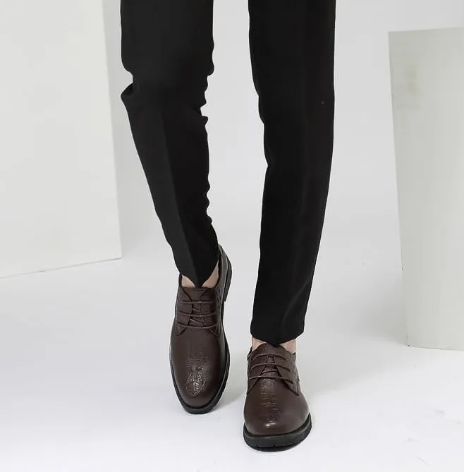Men's Genuine Leather Wingtip Oxford Shoes - Non-Slip Waterproof Business Derby Shoes for Formal and Casual Wear