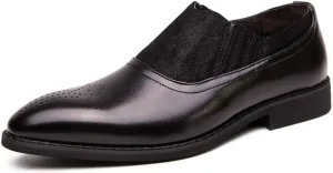 Men's Hand Stitched Brogue Patchwork Oxfords Shoes， Fashion Classic Round-Toe Low Top Leather Dress Shoes Business Formal Derby Shoes