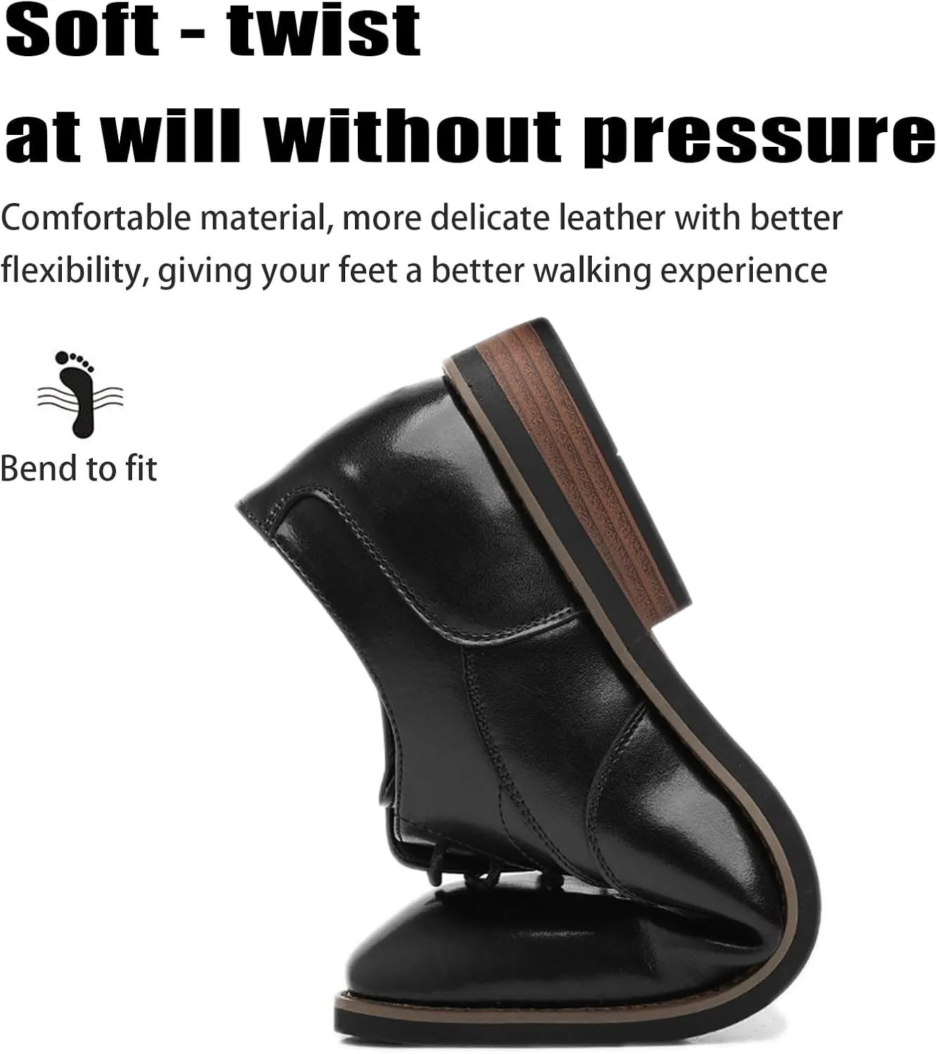 Men's Leather Brogue Wingtip Low Chunky Heel Lace-up Oxford Shoes Retro Gradient Pointed Toe Comfortable Non-Slip Slip On Derby Shoes Business Formal Party Wedding