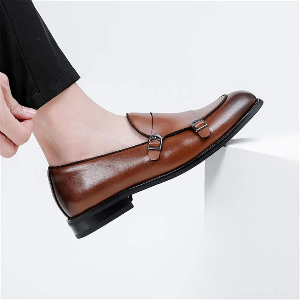 Mens Leather Double Monk Strap Loafer