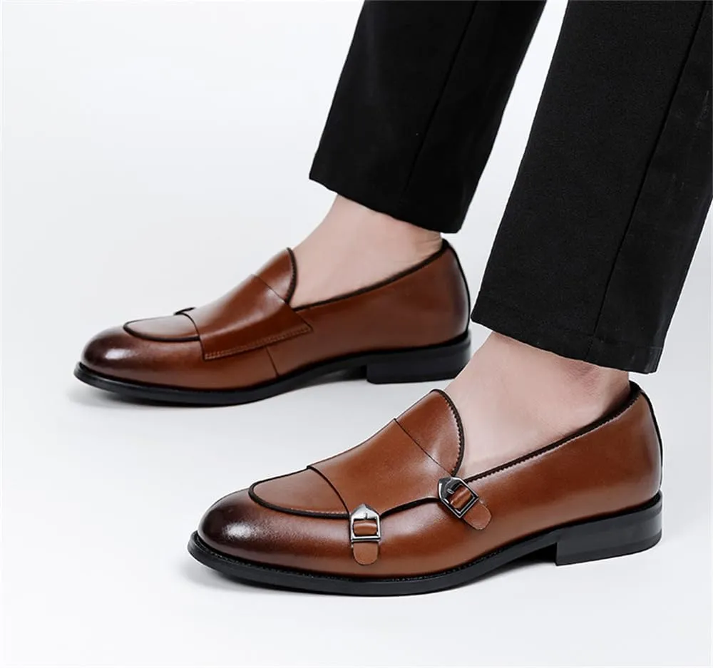 Mens Leather Double Monk Strap Loafer