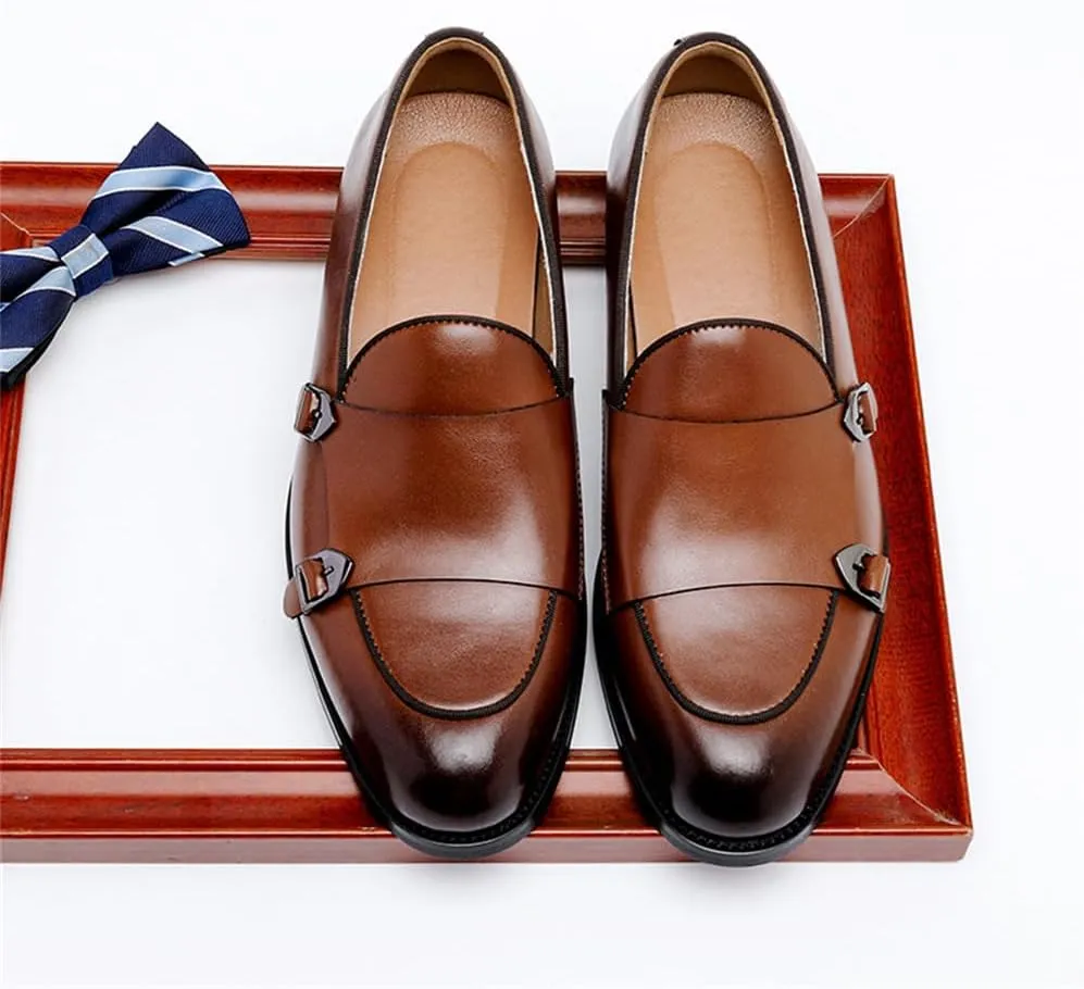 Mens Leather Double Monk Strap Loafer