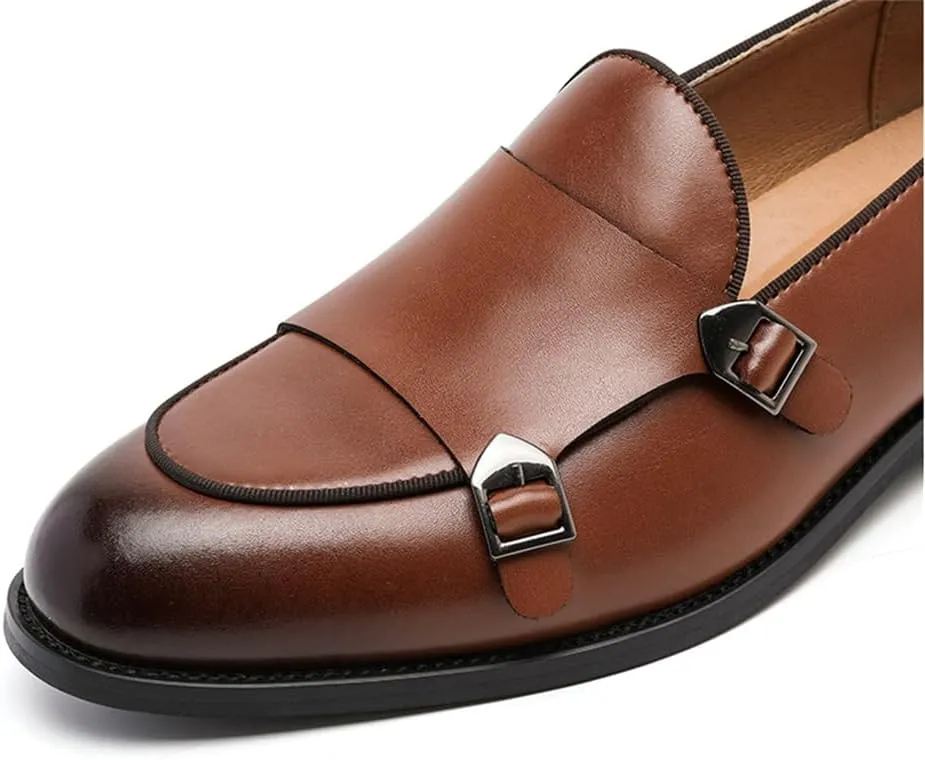 Mens Leather Double Monk Strap Loafer