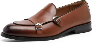 Mens Leather Double Monk Strap Loafer