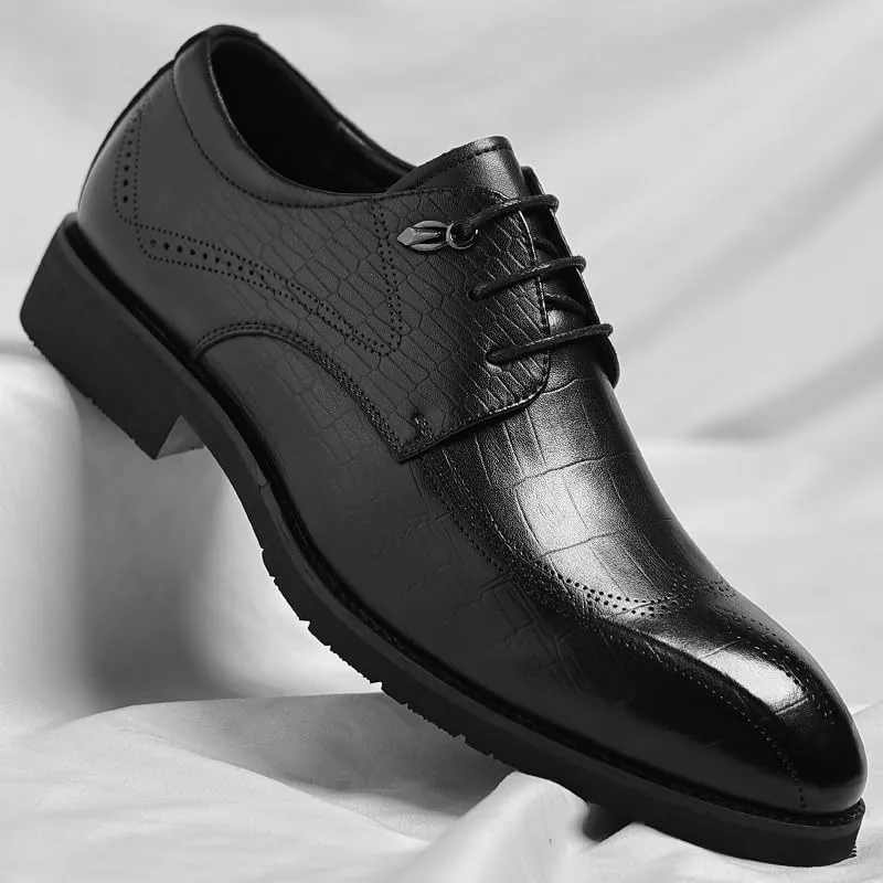 Mens Leather Dress Shoes Modern Classic Lace-up Oxfords Shoes for Men Casual Business Wedding Derby Shoes