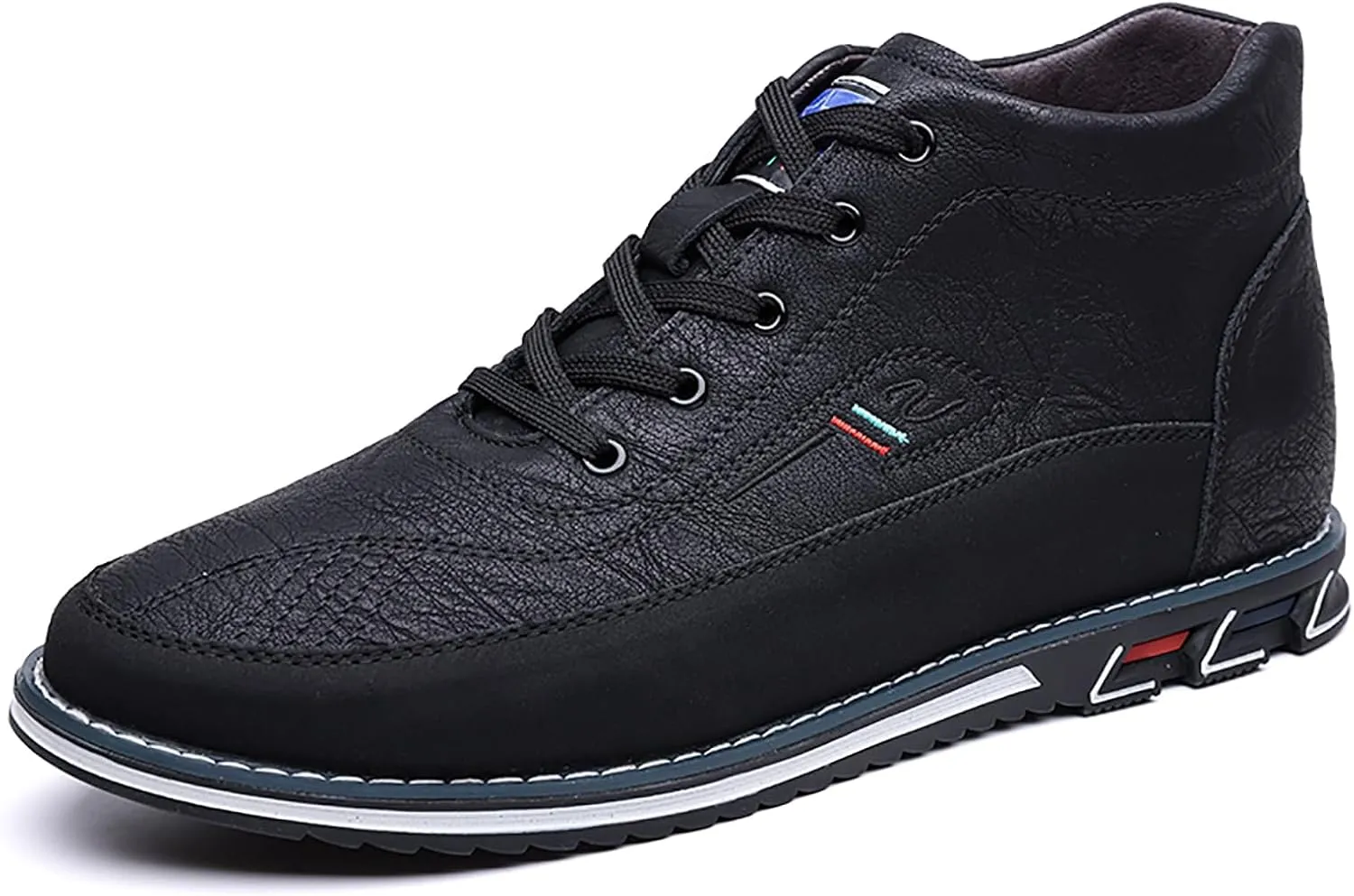 Men's Leather Lace Up Chukka Ankle Boots Casual Comfortable Round Toe Anti-slip Flat Oxford Booties for Office Driving Walking Sports Boots