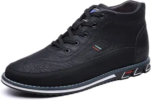 Men's Leather Lace Up Chukka Ankle Boots Casual Comfortable Round Toe Anti-slip Flat Oxford Booties for Office Driving Walking Sports Boots