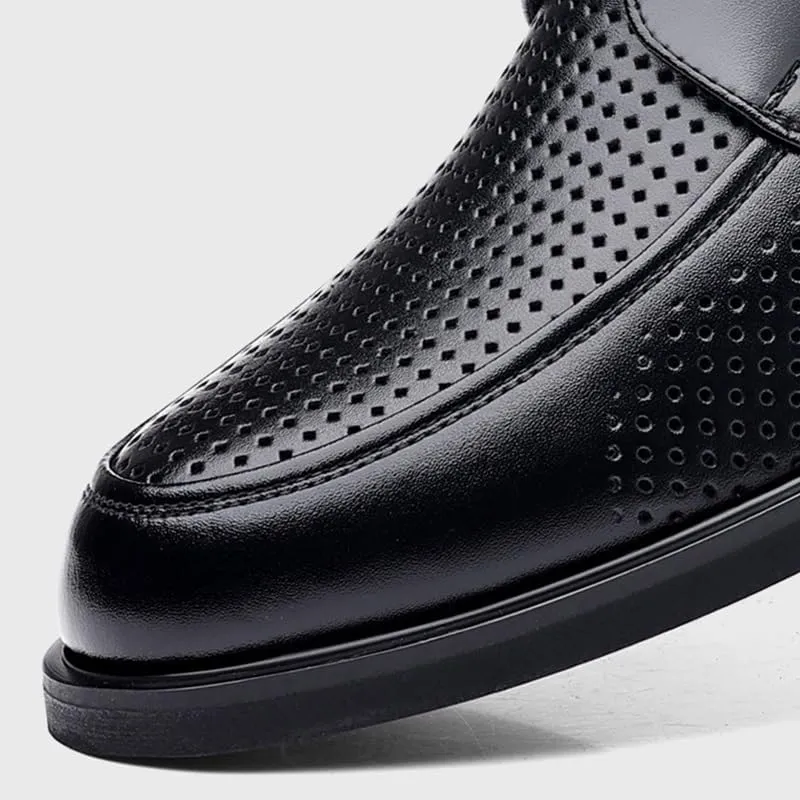 Men's Leather Oxfords Shoes Non-Slip Breathable Wingtip Brogue Shoes Lace Up Platform Tuxedo Dress Shoes(Black,10.5)
