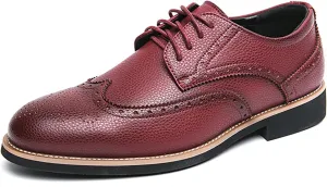 Men's Leather Round Toe Wingtip Business Brogue Oxford Shoes Lace Up Retro Fashion Derby Shoes Comfortable Soft Office Prom Evening Wedding Shoes