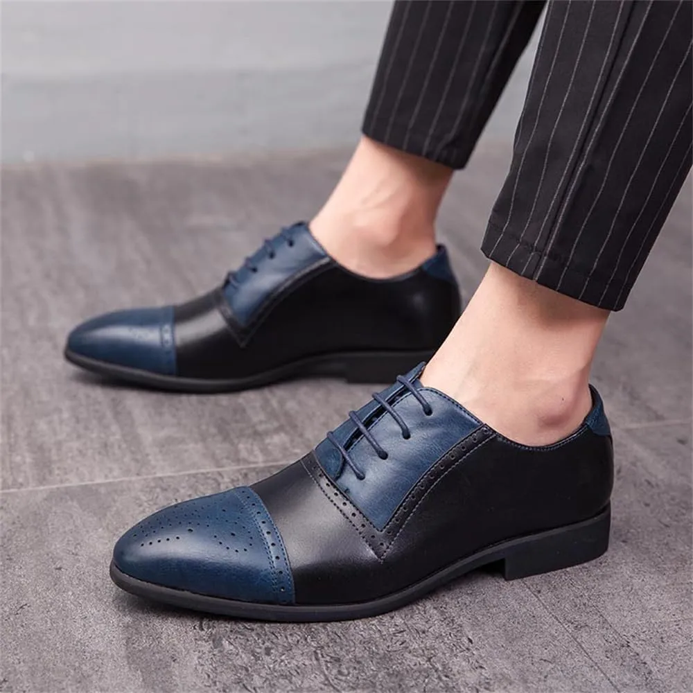 Men's Oxford Dress Shoes Multicolor Brogues Wing Tips Lace Up Patchwork Two Tone Color Round Toe
