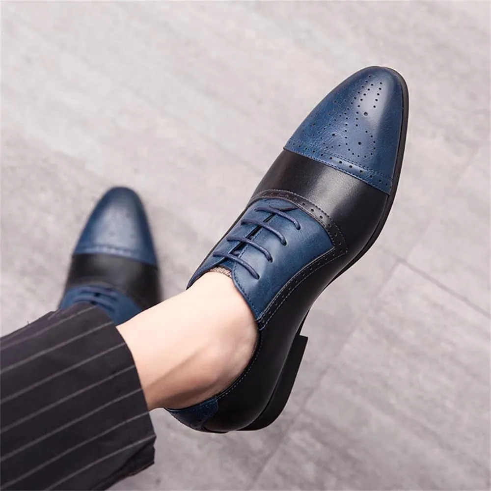 Men's Oxford Dress Shoes Multicolor Brogues Wing Tips Lace Up Patchwork Two Tone Color Round Toe